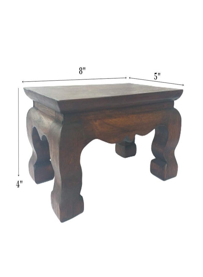 CoziNest Buddha Statue Stand Worship Table Pedestal Thai Teak Wood Carving Holder for Small Little Things Wooden Rectangle Home Decoration (W8 x D5 x H4), Brown - Image 4